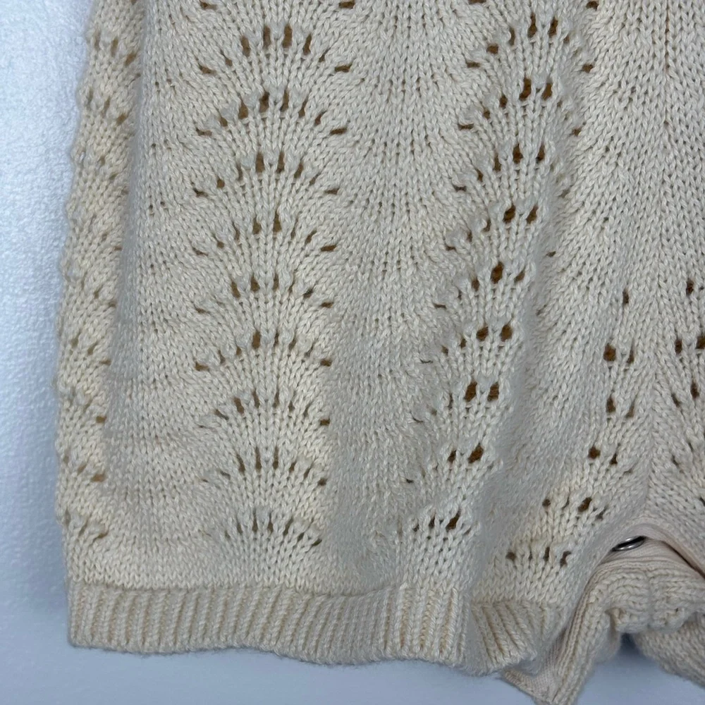 Baby GAP Crochet Sweater Knit Vanilla Cream Boho Indie Vintage-inspired Romper - Picture 7 of 13
